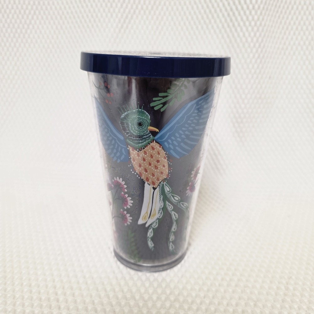 Starbucks Quetzal Bird of Paradise Floral Blue Cup 16 oz Tumbler Cold